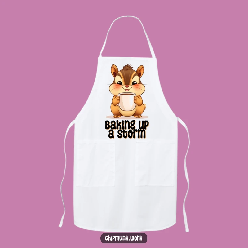 Funny Chipmunk Apron: Cute Character Offering Tiny Coffee, Perfect Kitchen Hilarious Gift