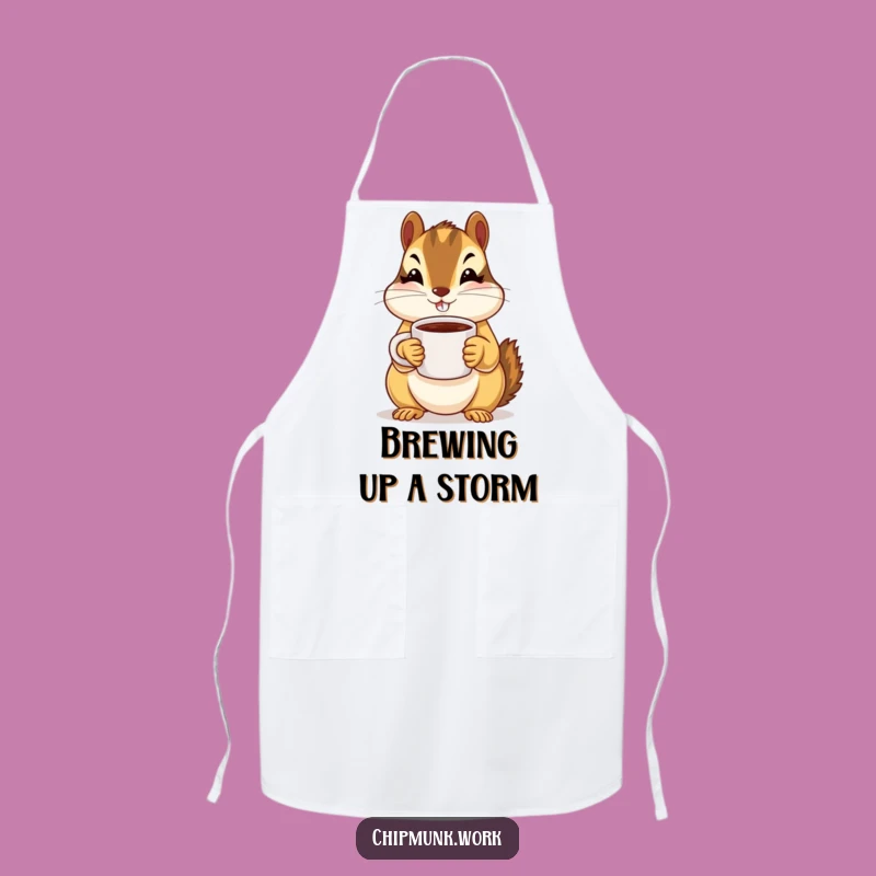 Funny Chipmunk Coffee Offer Apron - Whimsical Kitchen Accessory Gift