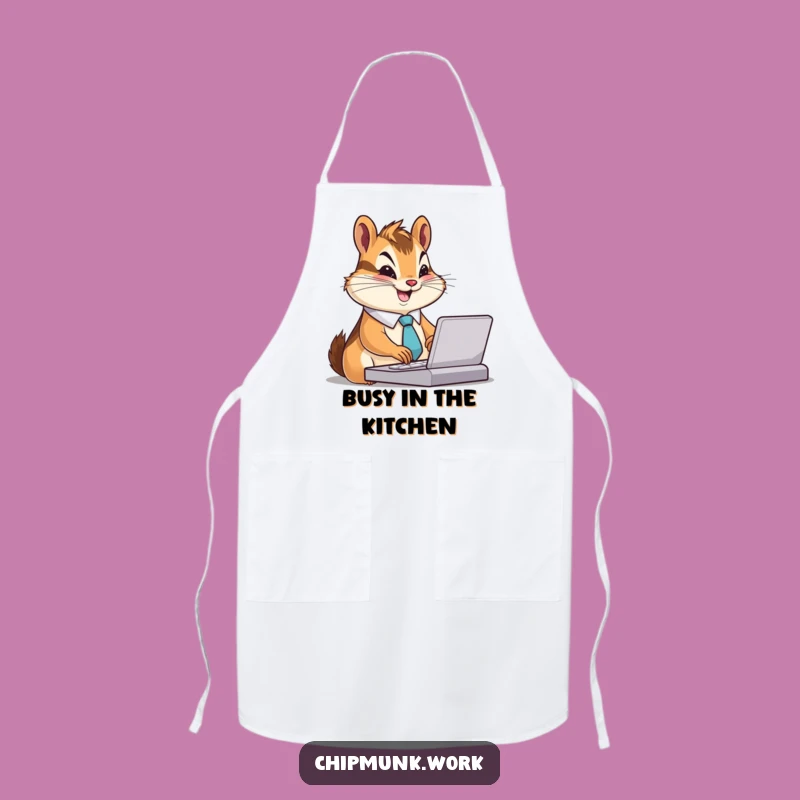 Funny Chipmunk Chef Apron: Busy Tie-Wearing Chipmunk Cooking Funny Gift!