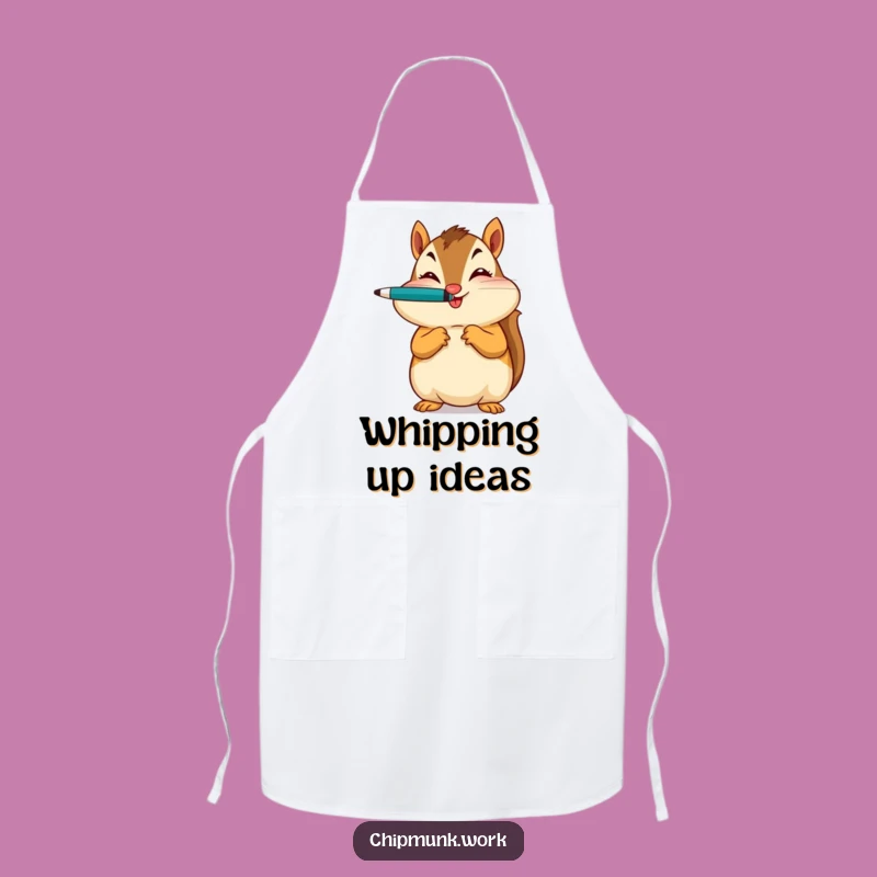 Funny Chef Chipmunk Apron - Whimsical Pen Balancing Kitchen Fun