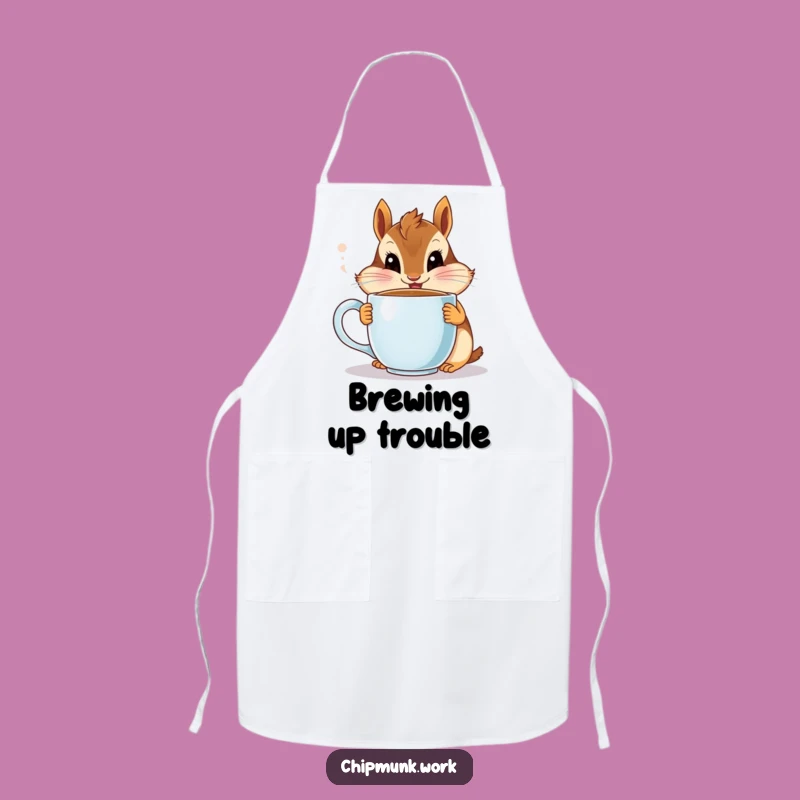Funny Chipmunk Apron: Coffee Lover Chef With Wide Eyes, Kitchen Humor Gift