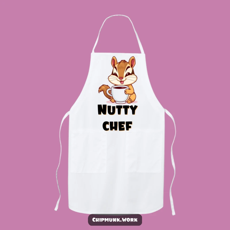 Funny Chipmunk Apron: Goofy Smile Sipping Coffee, Kitchen Humor Gift for Cooks!