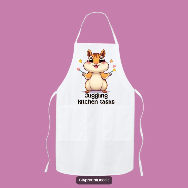 Funny Chipmunk Chef Apron: Juggling Chipmunk Staplers in Kitchen, Fun Funny Gift!