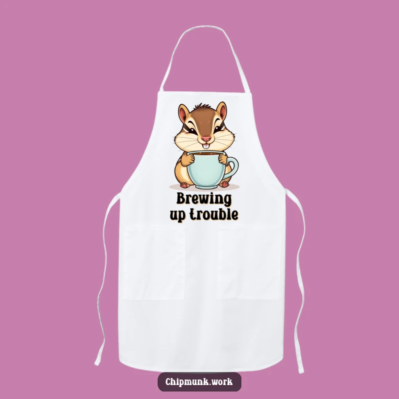 Funny Kitchen Chipmunk Apron - Goofy Coffee Sipper Chef Wear
