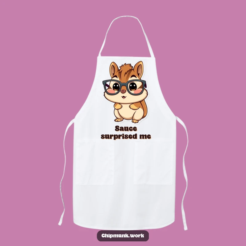 Funny Surprised Chipmunk Apron - Glasses Kitchen Shock