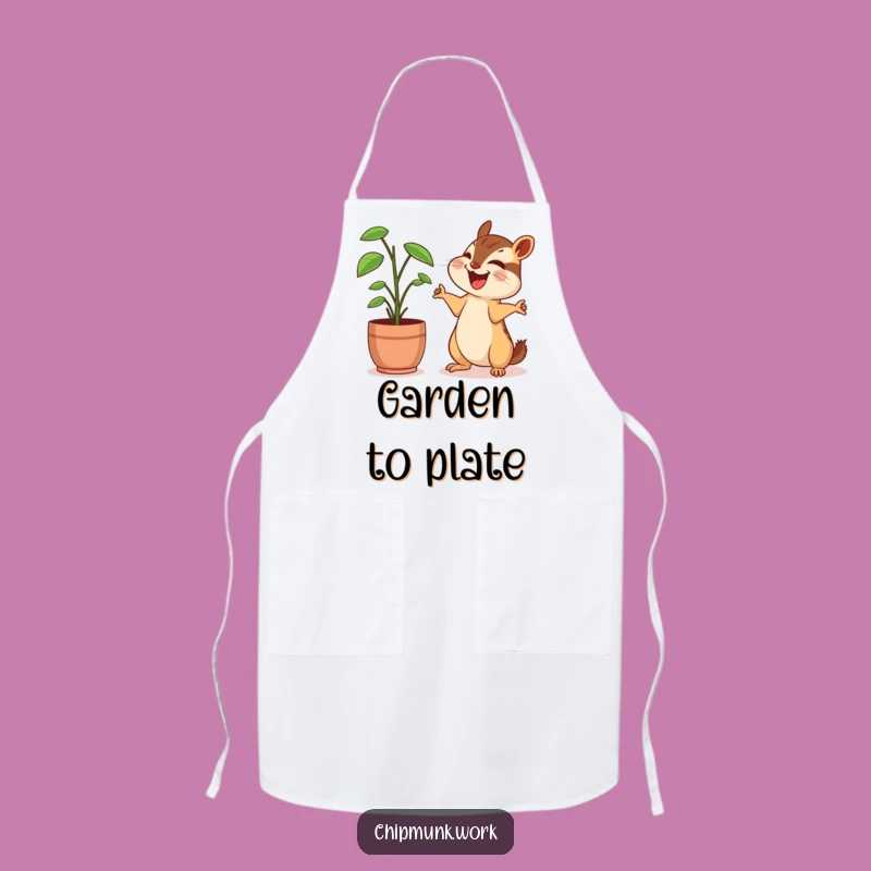 Funny Chipmunk Apron: Laughing Chef with Plant Friend, Perfect Funny Kitchen Gift