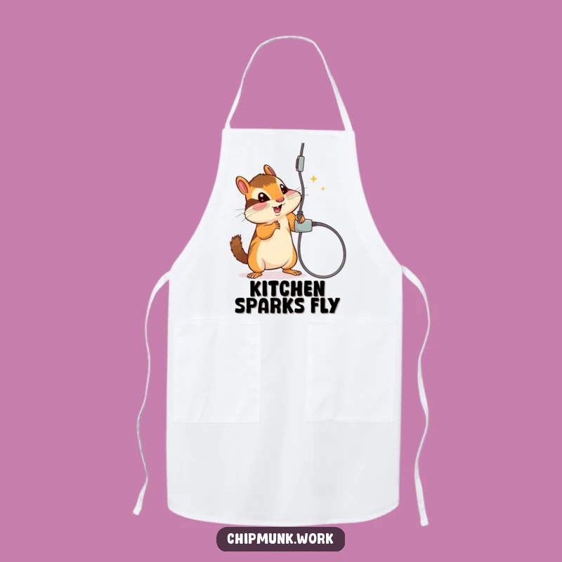 Funny Chef Chipmunk Hazard Apron - Whimsical Cord Batting Kitchen Fun
