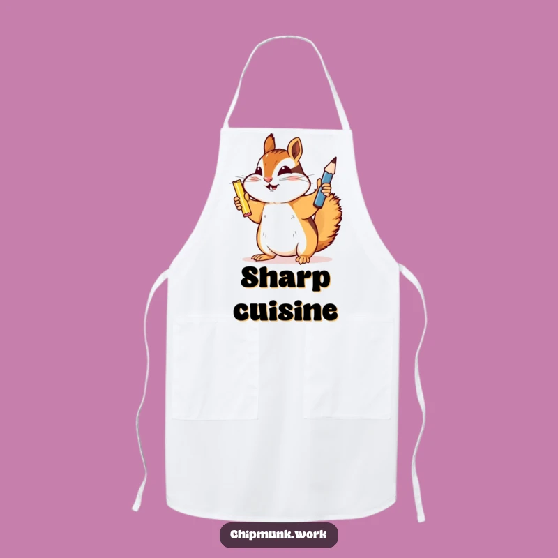 Funny Chipmunk Apron: Chef Victor with Sharpened Pencil, Perfect Funny Kitchen Gift