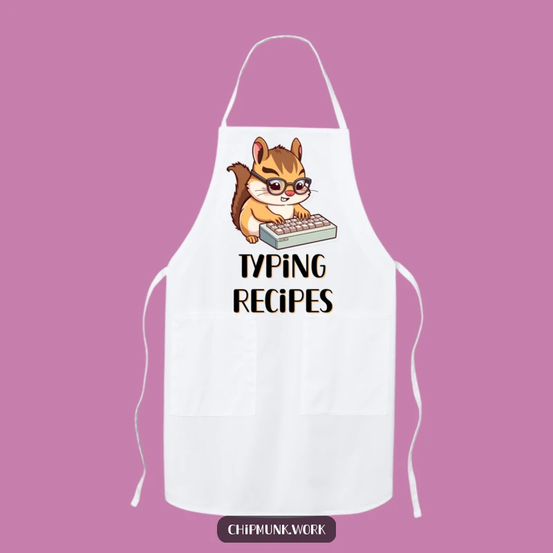 Funny Chipmunk Typist Apron: Chef Rodent, Kitchen Productivity Gift