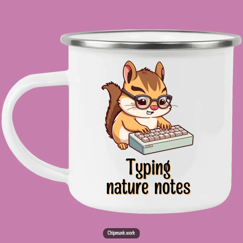 Durable Funny Chipmunk Typist Camping Mug: Outdoor Tech Gift