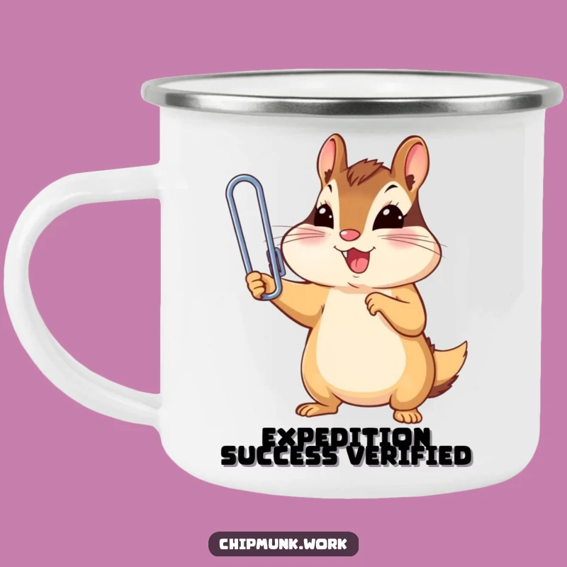 Funny Chipmunk Paperclip Champ Camping Mug: Outdoor Triumph Drinkware, A Humorous Gift