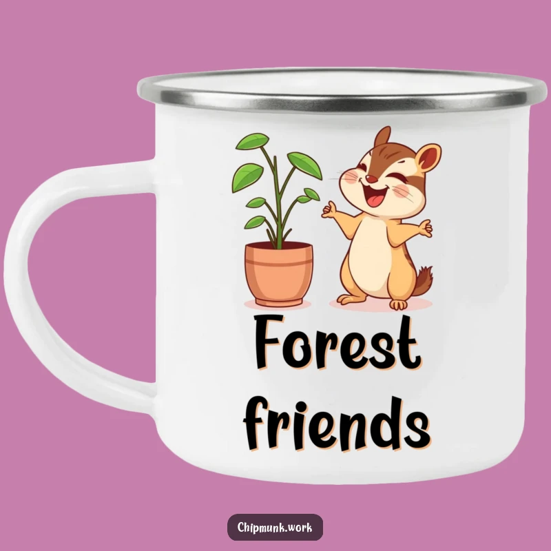 Funny Chipmunk Camping Mug: Laughs with Plant Friend, Great Funny Gift for Campers