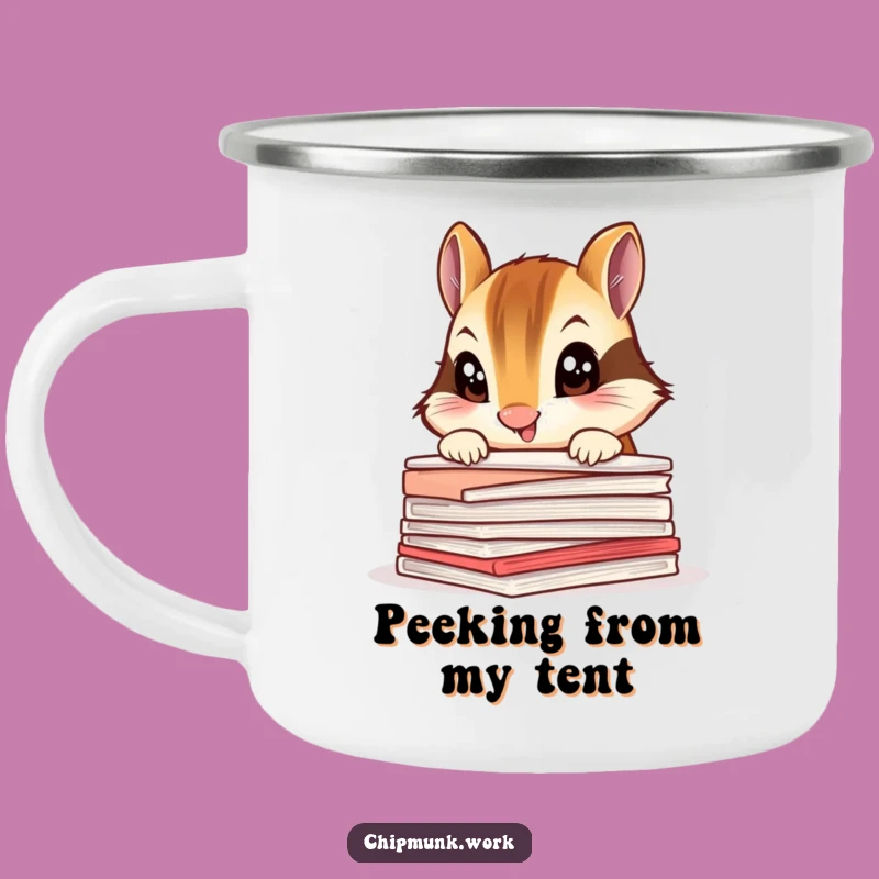 Funny Chipmunk Camping Mug: Curious Paper Peeker, Outdoor Adventure Gift