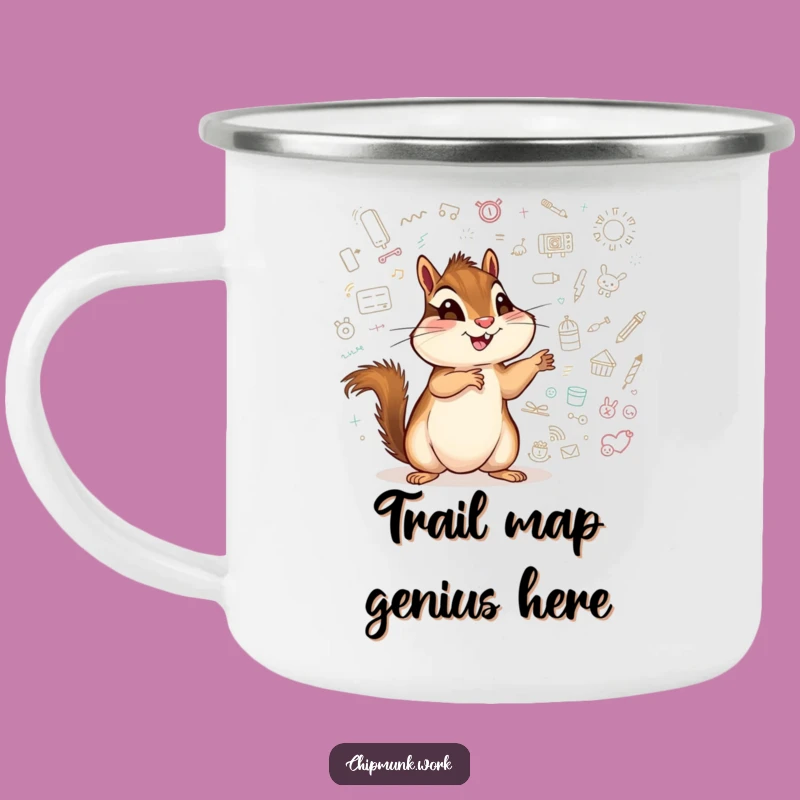 Funny Chipmunk Camping Mug: Doodling Pointing, Outdoor Creativity Gift