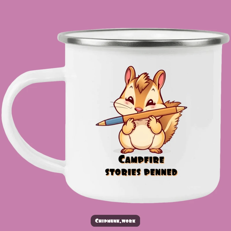 Funny Chipmunk Pen Balance Camping Mug: Playful Rodent's Outdoor Skill Cup