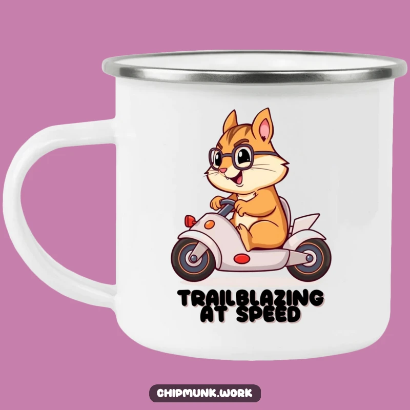 Funny Chipmunk Racer Camping Mug: Adventure with Hilarious Speed