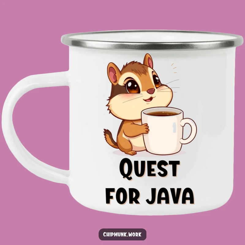 Funny Chipmunk Coffee Enamel Camping Mug: Wide-Eyed Admirer's Trail Brew