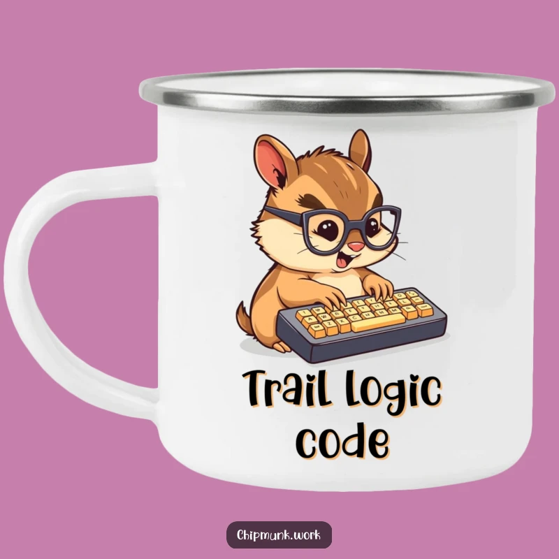 Funny Techie Chipmunk Camping Mug: Chibi Rodent's Fast Typing Fuel