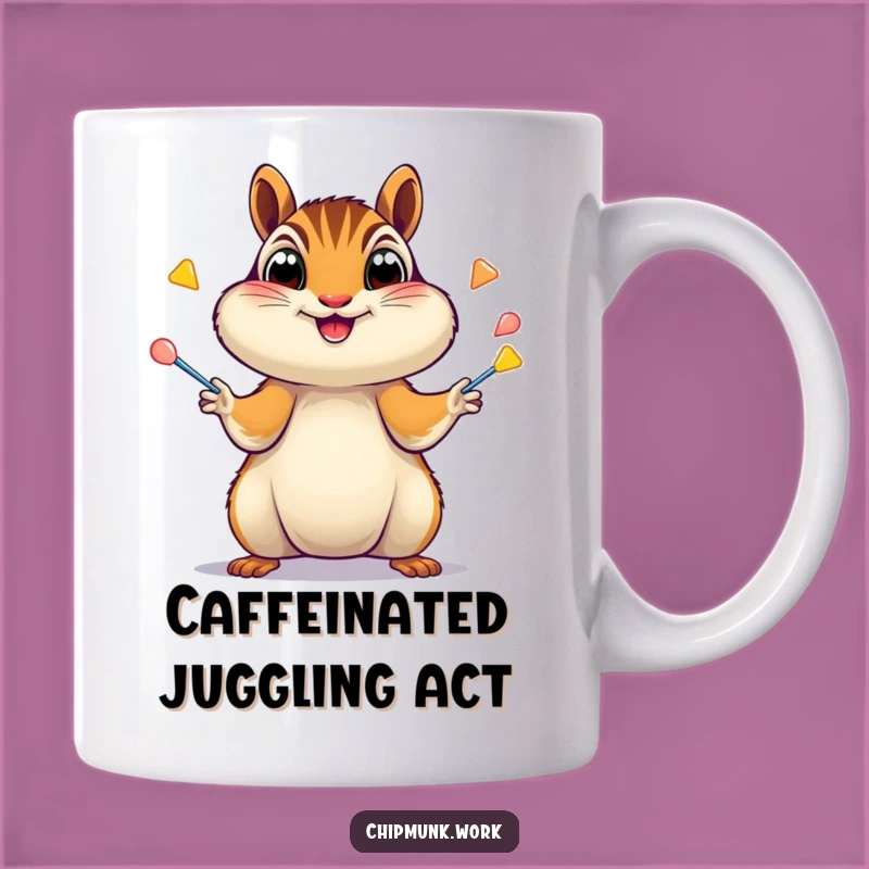 Funny Chipmunk Juggler Mug: Excited Chipmunk Stapler Chaos, Perfect Funny Gift!