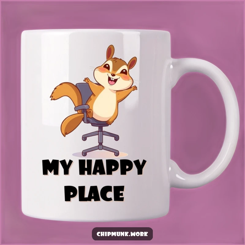 Funny Chipmunk Office Mug: Bouncing with Joy on Chair, Stress Relief Funny Gift