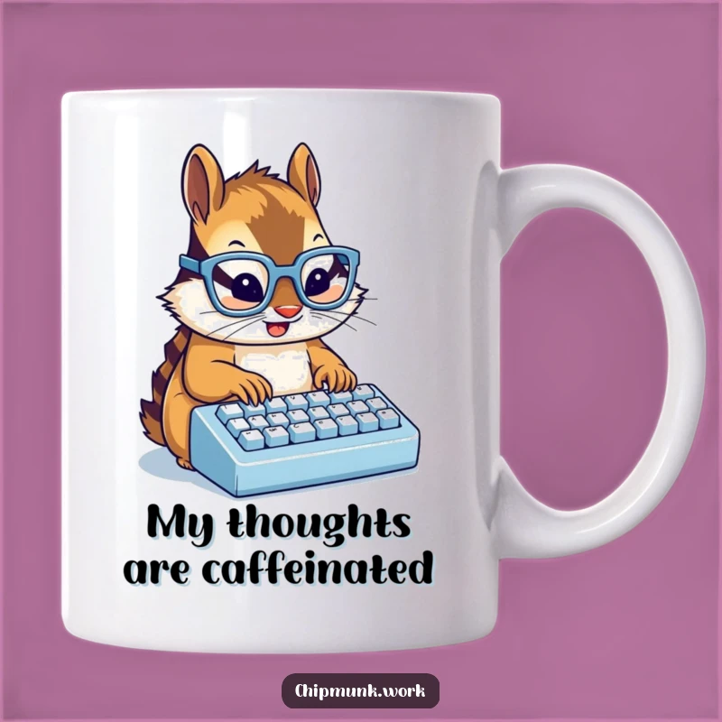 Funny Chipmunk Typist Mug: Geeky Chimpkunk on Keyboard, Hilarious Gift Idea