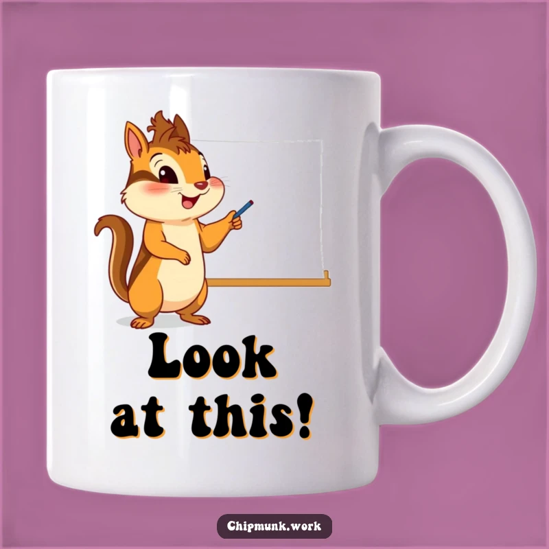 Funny Chipmunk Whiteboard Mug - Enthusiastic Pointing Humor Gift