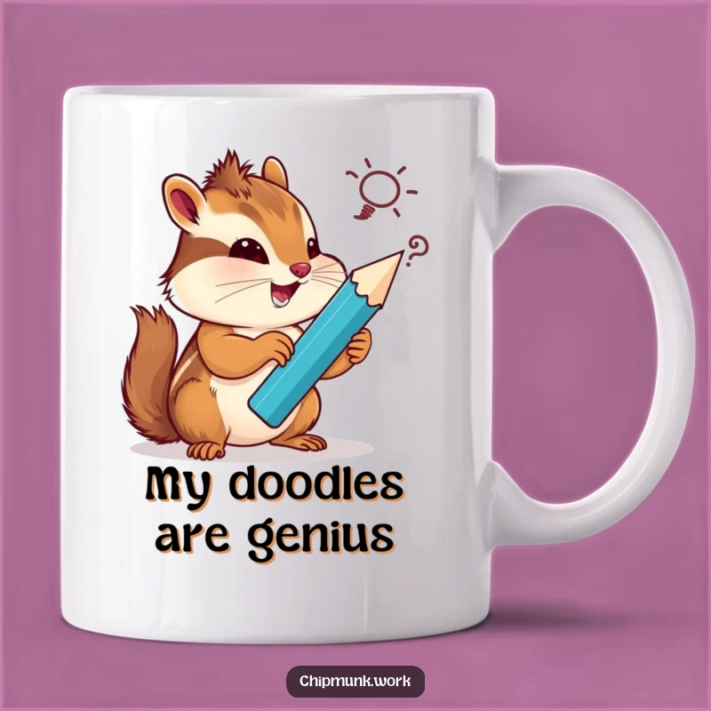 Funny Chipmunk Artist Mug: Creative Little Genius with Giant Pencil Sketching Silly Ideas, Perfect Gift