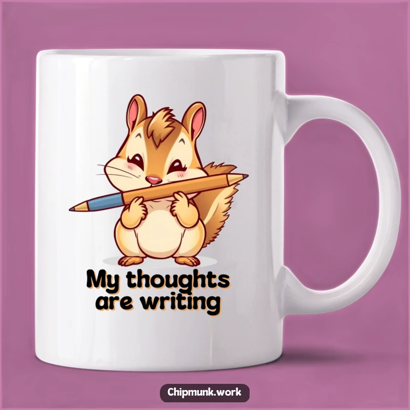 Funny Chipmunk Pen Balance Mug: Playful Rodent's Witty Skill, Perfect Gift