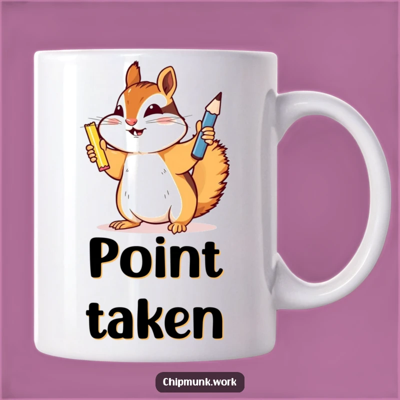Funny Chipmunk Mug: Triumphant Sharpened Pencil Holder, Victorious Rodent, Great Funny Gift
