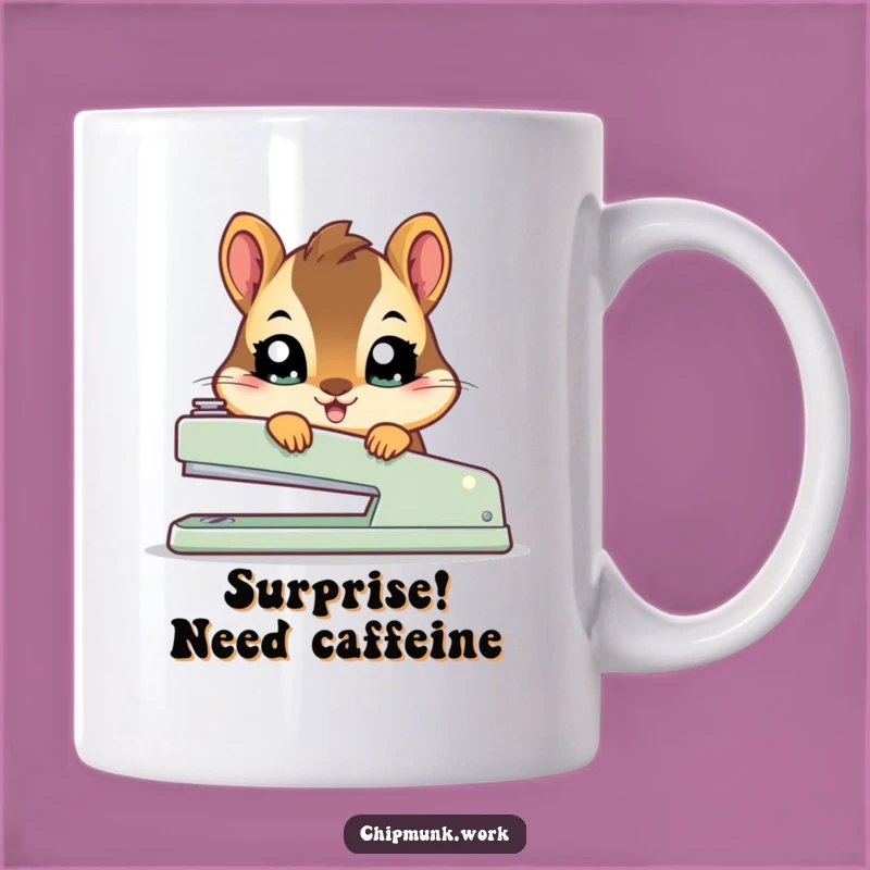 Funny Kawaii Chipmunk Stapler Mug - Adorable Office Humor Gift for Friends