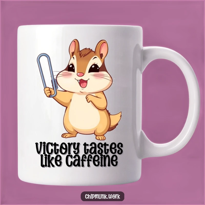 Funny Chipmunk Paperclip Champ Mug: Triumph and Humor, A Perfect Gift