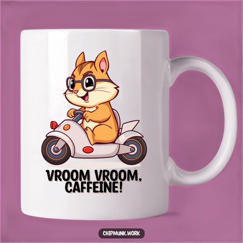 Funny Chipmunk Race Car Mug: Hilarious Gift for Office Thrill-Seekers