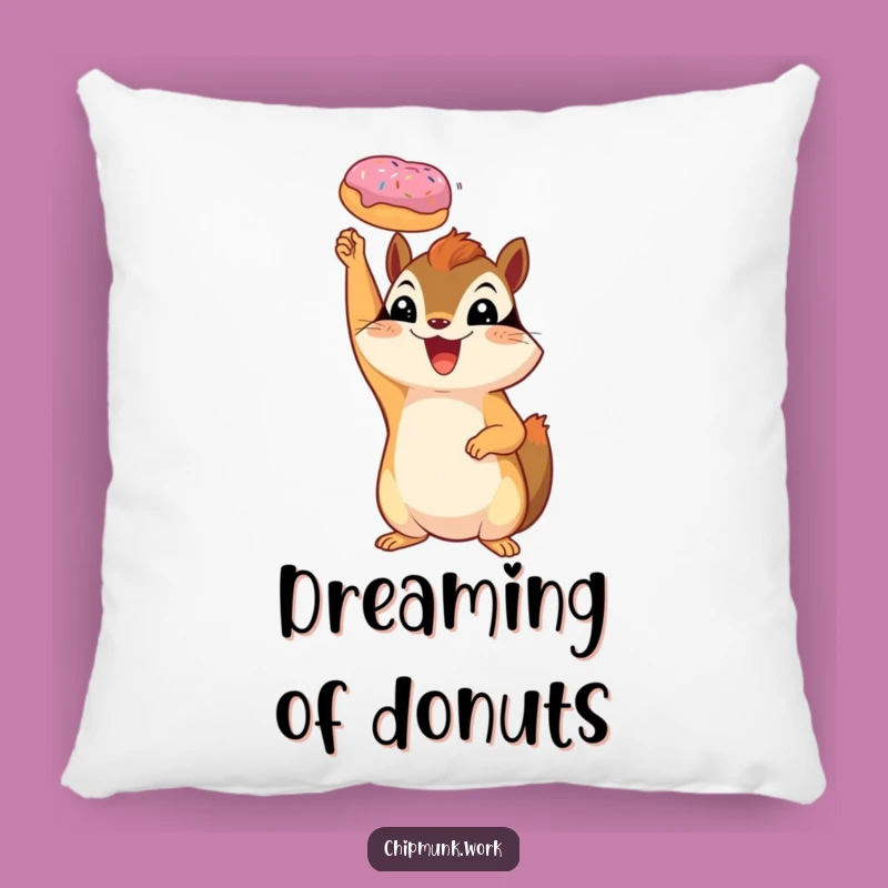 Cozy Funny Chipmunk Donut Victory Pillow - Soft Comfort & Sweet Humor