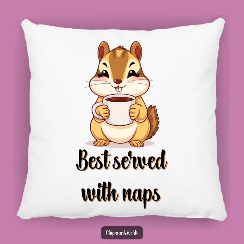 Funny Chipmunk Coffee Offer Pillow - Soft & Sweet Decorative Cushion