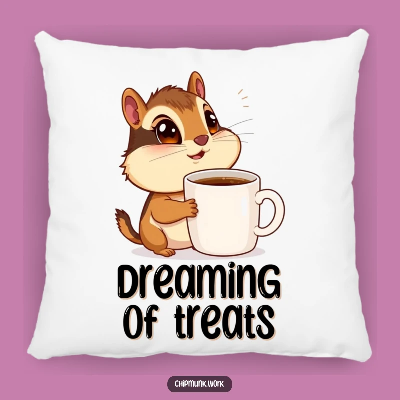 Funny Chipmunk Coffee Pillow: Cozy Admirer's Caffeine Comfort