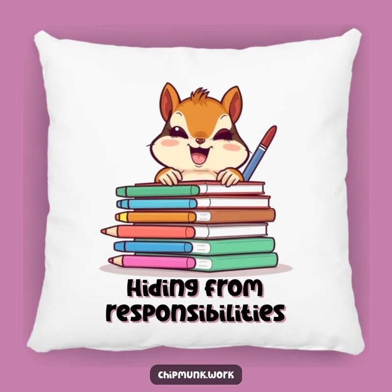Funny Chipmunk Office Peek Pillow: Cozy Surprise Comfort, A Humorous Gift