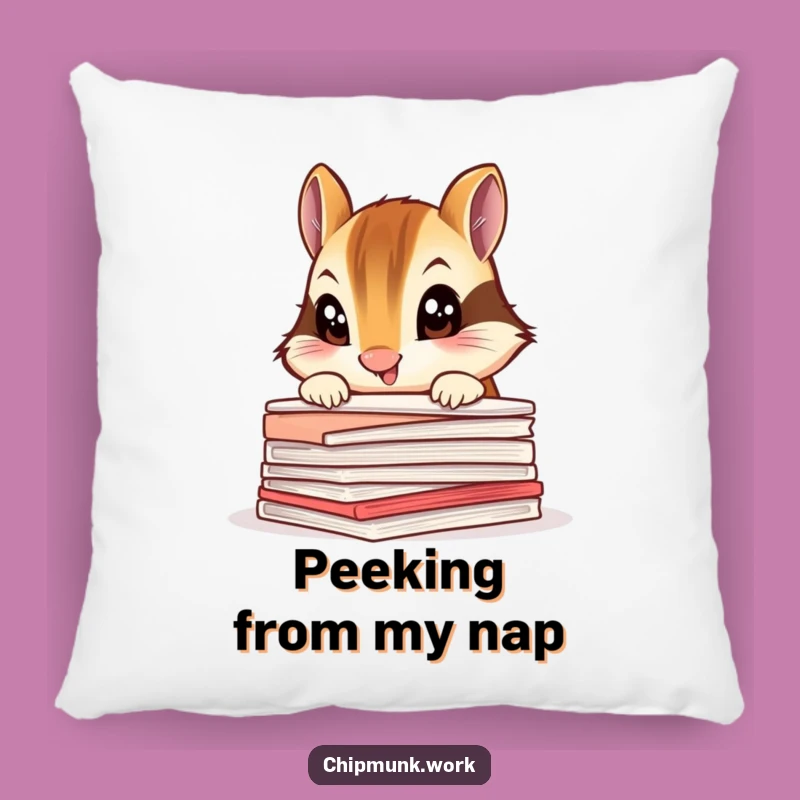Funny Chipmunk Pillow: Curious Over Papers, Cozy Desk Companion Gift
