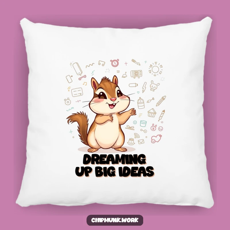 Funny Chipmunk Pillow: Doodle Whiteboard Comfort, Quirky Gift