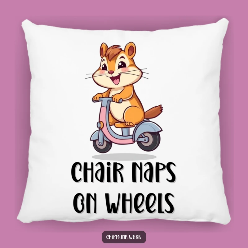 Funny Chipmunk Scooter Pillow: Adorable and Hilarious Desk Chair Ride Accent