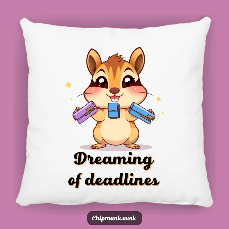Funny Juggling Chipmunk Pillow - Cozy Office Chaos Accent