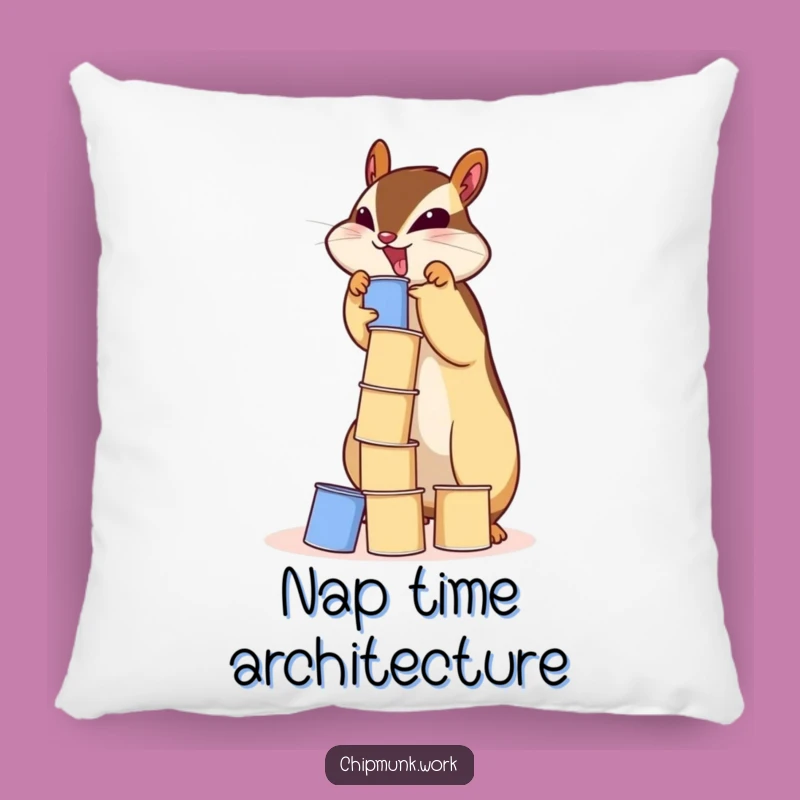Cozy Funny Chipmunk Paper Cup Tower Pillow - Soft & Hilarious Home Decor