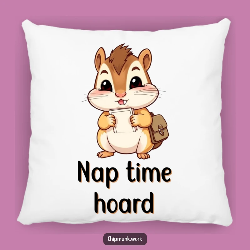 Funny Chipmunk's Paper Hoarder Pillow: Comical Comfort Gift!