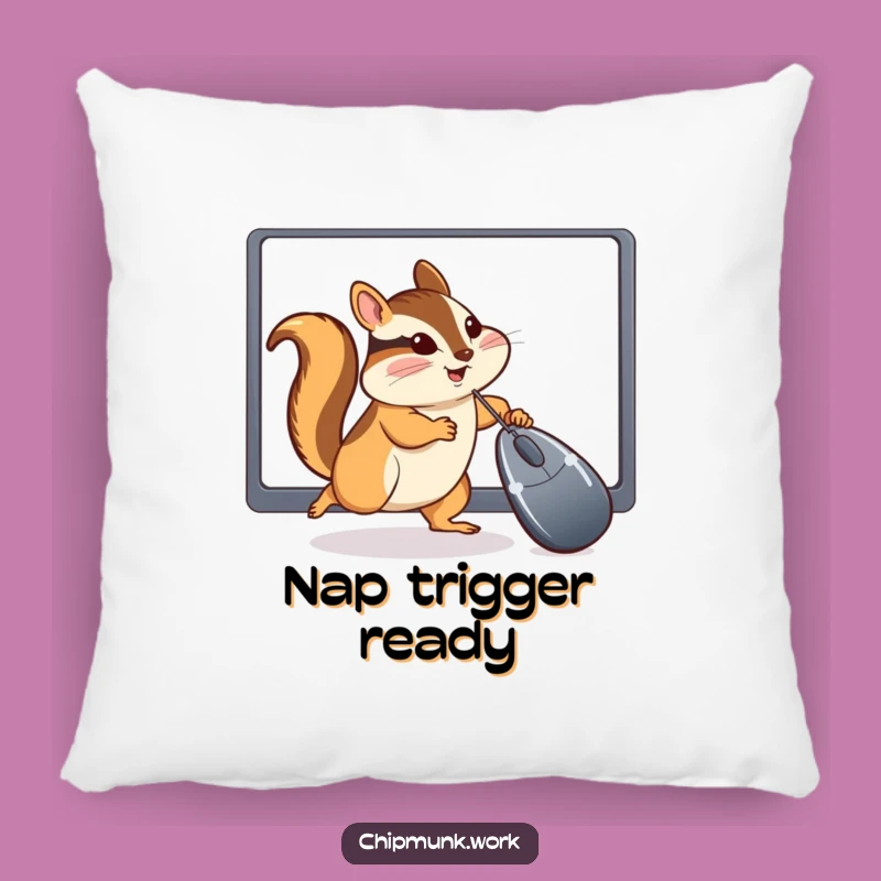 Funny Chipmunk Gaming Pillow: Comfy & Hilarious Computer Chase Accent!