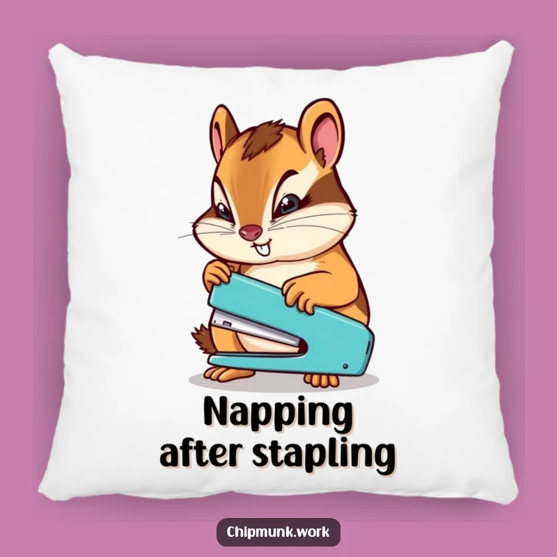 Funny Determined Chipmunk Pillow: Cozy Up to Your Goals