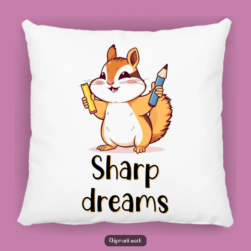 Funny Chipmunk Pillow: Cozy Triumphant Victor with Sharpened Pencil, Cute Funny Gift