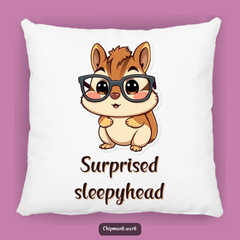 Funny Surprised Chipmunk Pillow - Glasses Shock Comfort