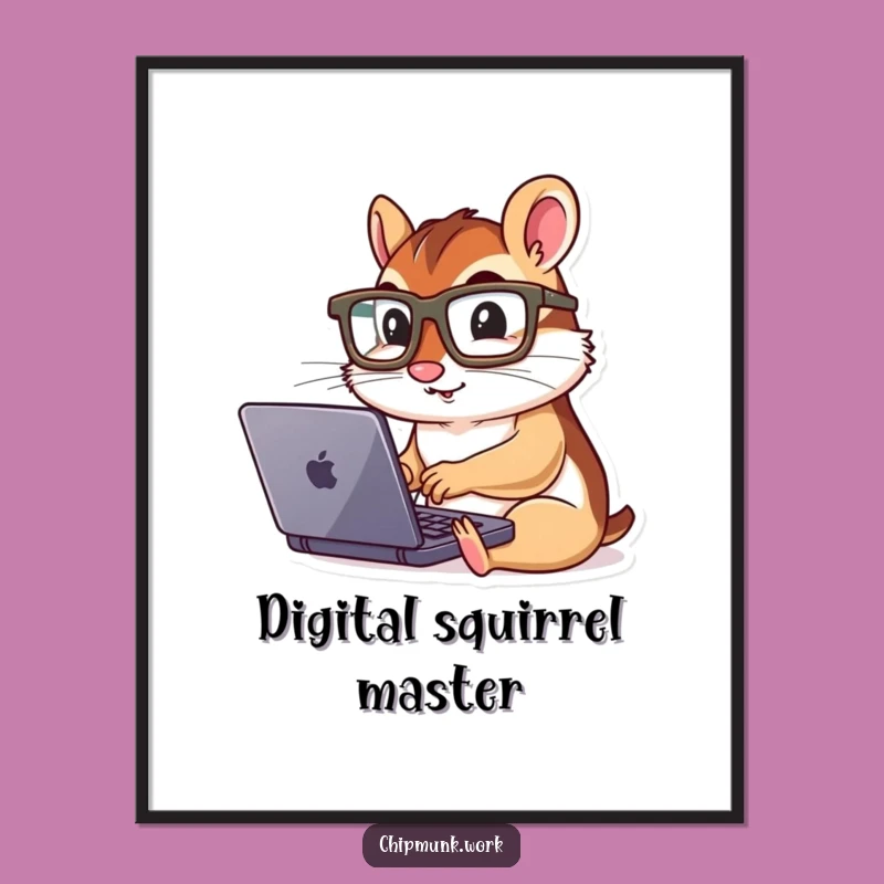 Funny Chipmunk Laptop Digital Art: Instant Geeky Decor