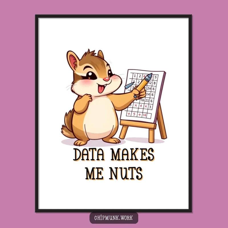 Funny Chipmunk Chart Digital Art: Energetic Rodent Print, Perfect Funny Gift!