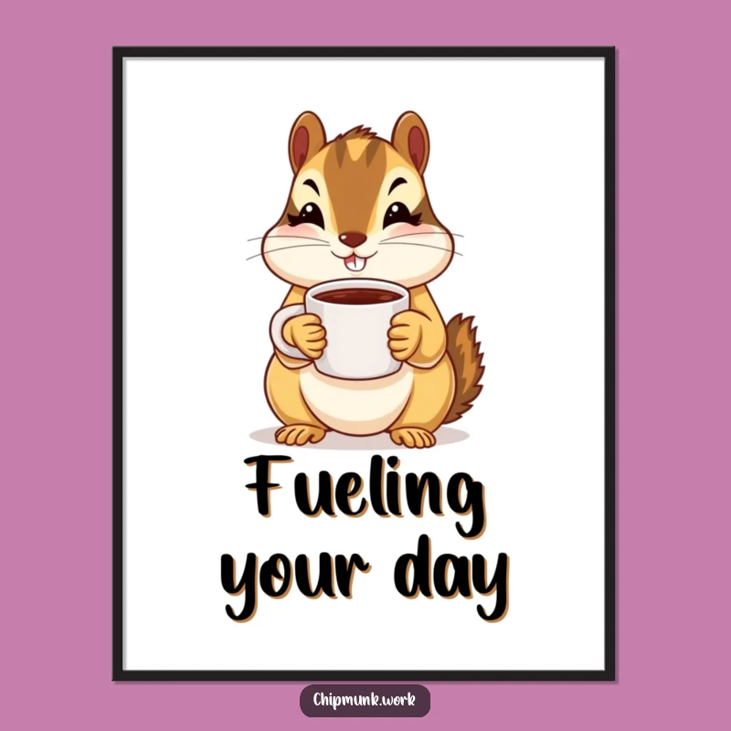 Funny Chipmunk Coffee Offer Digital Art - Instant Adorable Decor & Gift