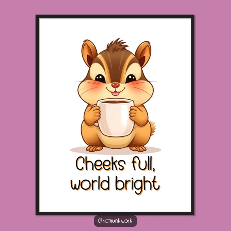 Funny Chipmunk Digital Art: Cute Character Offering Tiny Coffee, Instant Hilarious Decor Download